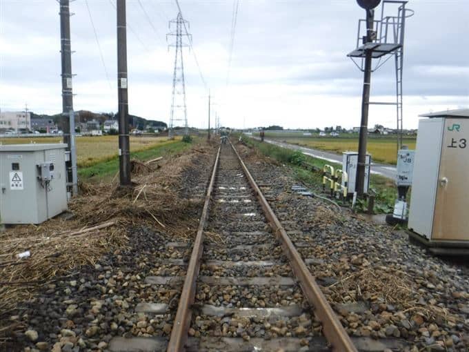 漂流物の撤去が完了した線路
